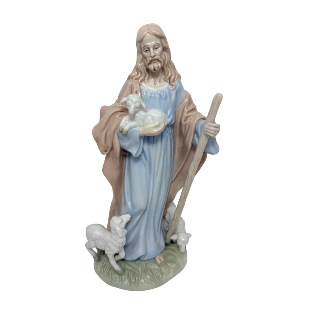 Valencia Collection Jesus Good Shepherd Porcelain Figurine 1998 Roman Inc 9 Inch